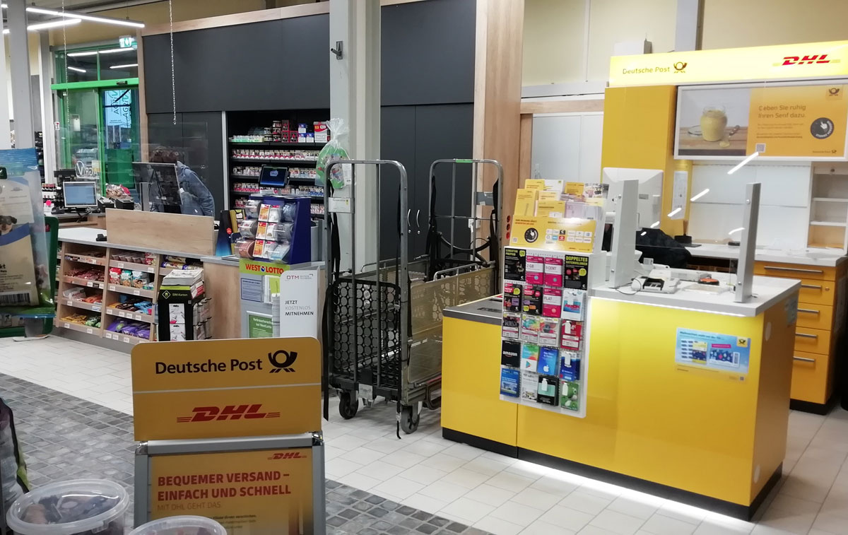 Post- und Lottofiliale im Raiffeisenmarkt in Burlo in Betrieb