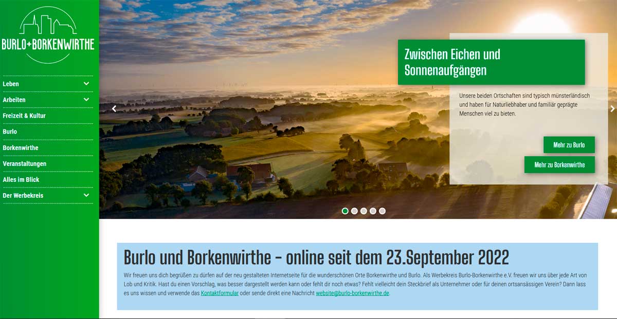 So präsentiert sich der Werbekreis Burlo-Borkenwirthe mit seiner neuen Homepage ©